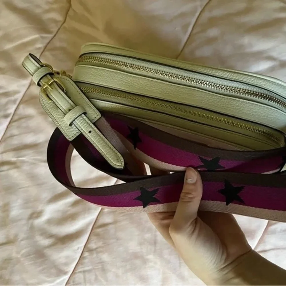 Coach Jes Crossbody Bag Chalk F75818 Pink Strap With Stars